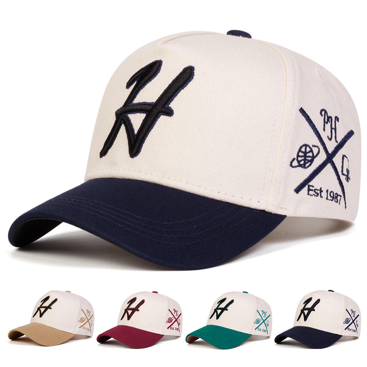 Unisex H Letter Embroidered Baseball Cap